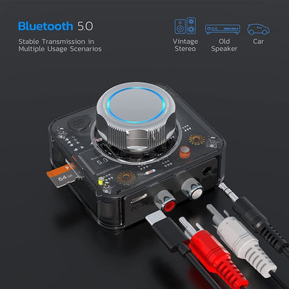 C39 บลูทูธ 5.0 ตัวรับ RCA ถึง 3.5 มม.ตัวแปลงเสียงไร้สายรองรับการ์ด TF, C39