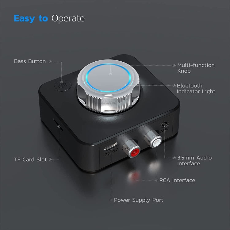 C39 บลูทูธ 5.0 ตัวรับ RCA ถึง 3.5 มม.ตัวแปลงเสียงไร้สายรองรับการ์ด TF, C39