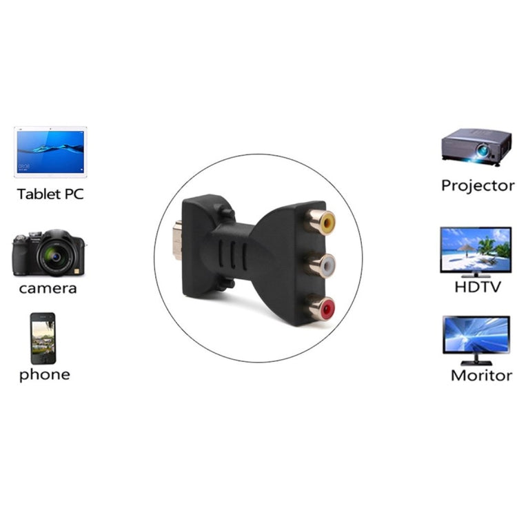 Gold-plated HDMI ชาย 3 RGB RCA วิดีโออะแดปเตอร์เสียง AV Component Converter สำหรับโปรเจคเตอร์ DVD, HDMI
