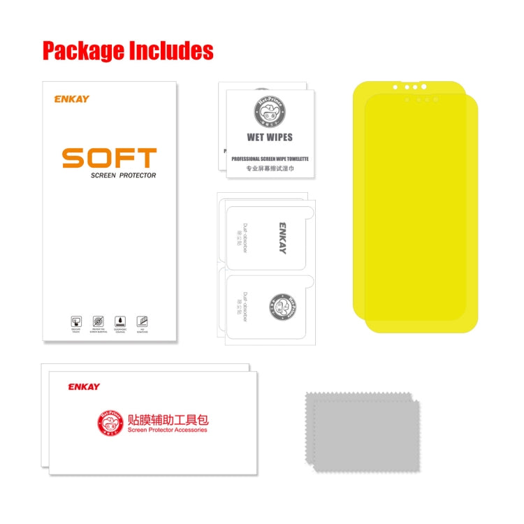 2 ชิ้น ENKAY ฟิล์มไฮโดรเจลป้องกันการระเบิดแบบเต็มกาวสำหรับ iPhone 13/13 Pro, For iPhone 13 / 13 Pro(2 PCS)
