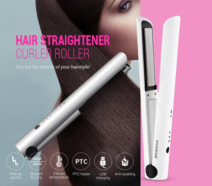 K-SKIN แบบพกพาชาร์จผม Straightener Curler เหล็กเซรามิคจัดแต่งทรงผมเครื่องมือไร้สายปรับอุณหภูมิความร้อนได้อย่างรวดเร็ว
