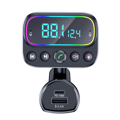 T67 บลูทูธ 5.0 รถ MP3 เครื่องเล่นเพลง FM Modulator เครื่องส่งสัญญาณไร้สายอะแดปเตอร์ AUX แฮนด์ฟรี, T67