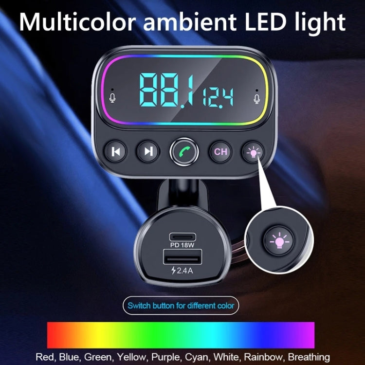 T67 บลูทูธ 5.0 รถ MP3 เครื่องเล่นเพลง FM Modulator เครื่องส่งสัญญาณไร้สายอะแดปเตอร์ AUX แฮนด์ฟรี, T67