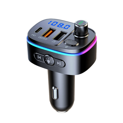 T65 รถบลูทูธเครื่องส่งสัญญาณ FM Dual USB Type-C QC3.0 Charger, T65