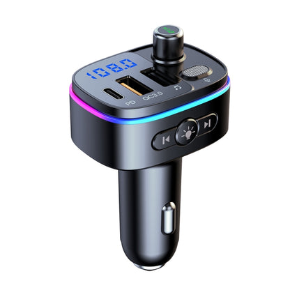 T65 รถบลูทูธเครื่องส่งสัญญาณ FM Dual USB Type-C QC3.0 Charger, T65