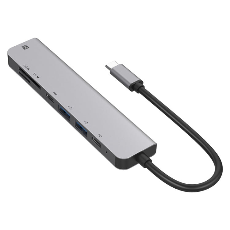 UC902 มัลติฟังก์ชั่น 7 ใน 1 HDMI + SD / TF + USB x 2 + Type-C + PD เป็น USB-C / Type-C ดุมโลหะผสมอลูมิเนียม
