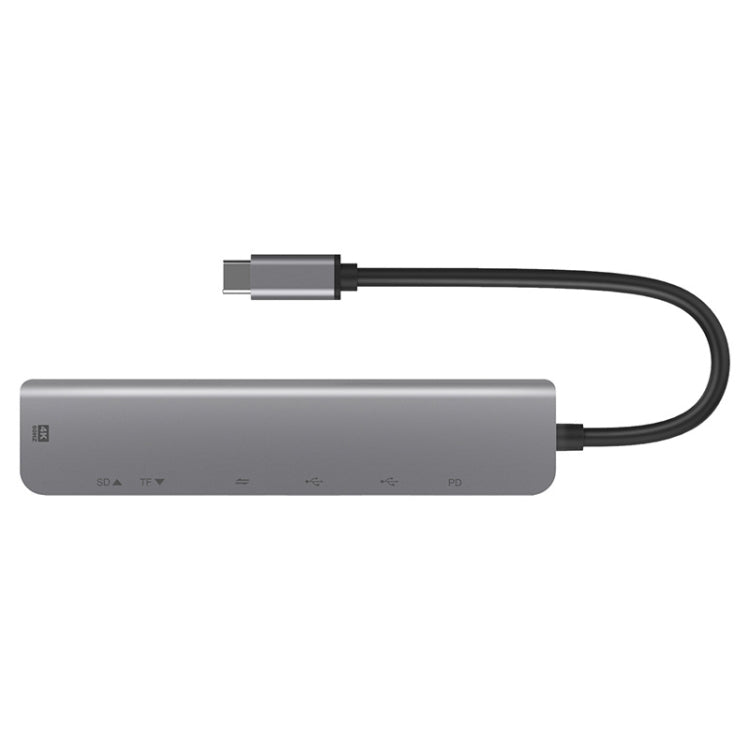 UC902 มัลติฟังก์ชั่น 7 ใน 1 HDMI + SD / TF + USB x 2 + Type-C + PD เป็น USB-C / Type-C ดุมโลหะผสมอลูมิเนียม