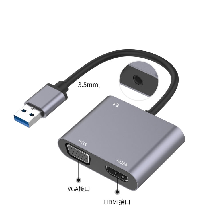 อะแดปเตอร์ USB 3 ใน 1 เป็น HDMI / VGA / Audio HUB
