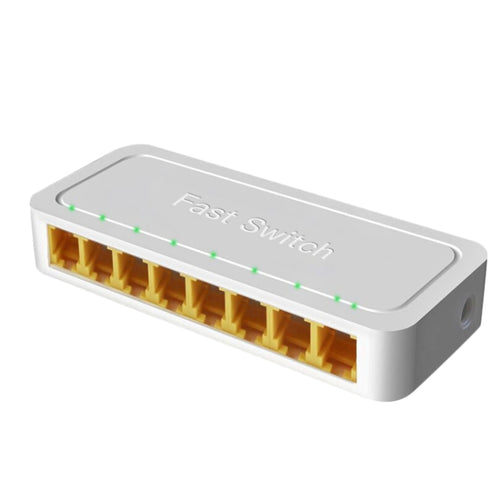 8 พอร์ต 100M RJ45 Mini Switch Home Plug-and-Play Bypass Unmanaged Network Splitter สำหรับห้องนอนการตรวจสอบเครือข่าย