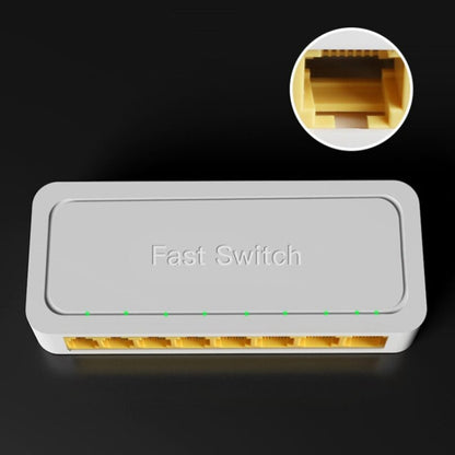 8 พอร์ต 100M RJ45 Mini Switch Home Plug-and-Play Bypass Unmanaged Network Splitter สำหรับห้องนอนการตรวจสอบเครือข่าย