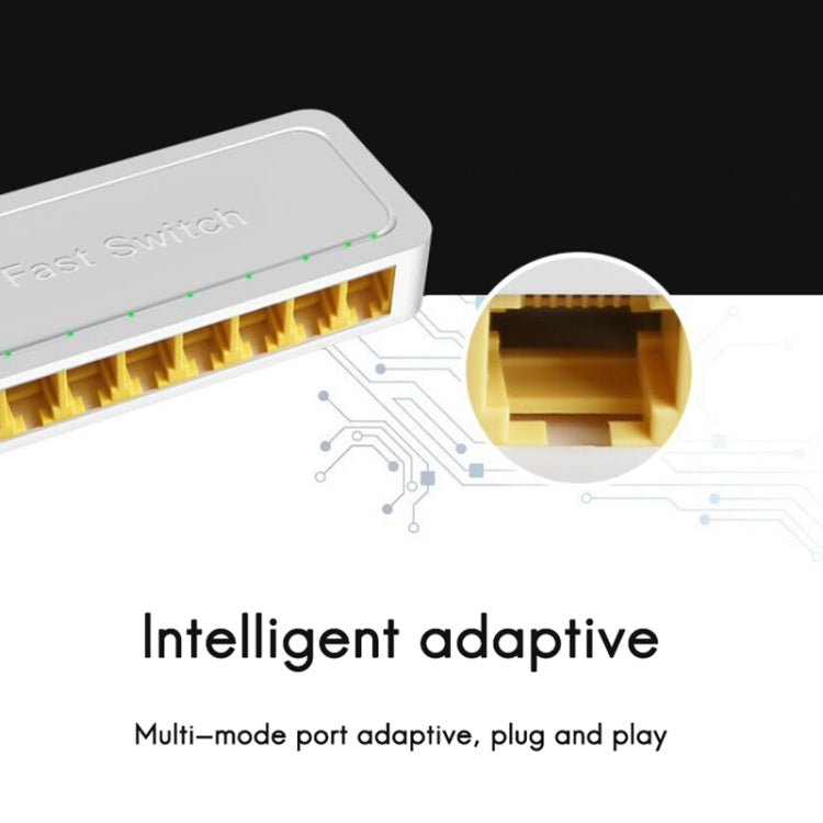 8 พอร์ต 100M RJ45 Mini Switch Home Plug-and-Play Bypass Unmanaged Network Splitter สำหรับห้องนอนการตรวจสอบเครือข่าย