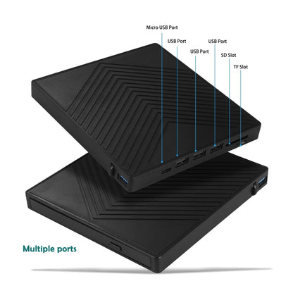 เครื่องบันทึกซีดีและดีวีดี 6-in-1 ออปติคัลไดรฟ์ USB 3.0 ภายนอก