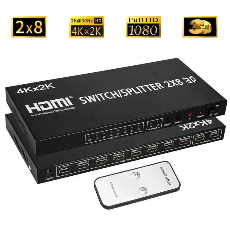 สวิตช์วิดีโอ Full HD 4K x 2K HDMI 2-in-8