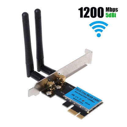 การ์ดเครือข่ายไร้สาย PCIe แบบดูอัลแบนด์ 1200Mbps 5G / 2.4G