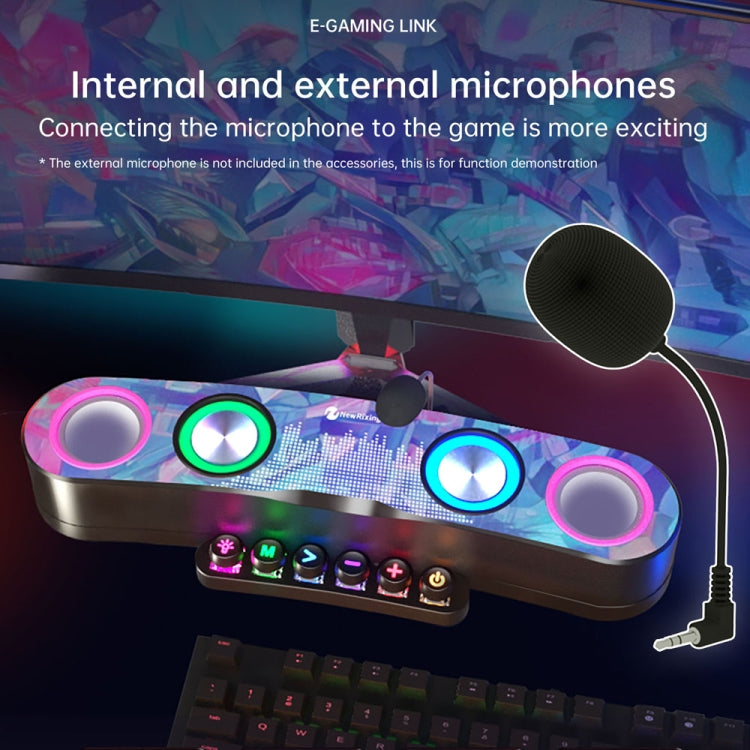 Newrixing NR555 เดสก์ท็อป LED สีสันสดใสสำหรับเล่นเกมลำโพง Bluetooth รองรับ TF และ FM
