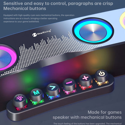 Newrixing NR555 เดสก์ท็อป LED สีสันสดใสสำหรับเล่นเกมลำโพง Bluetooth รองรับ TF และ FM
