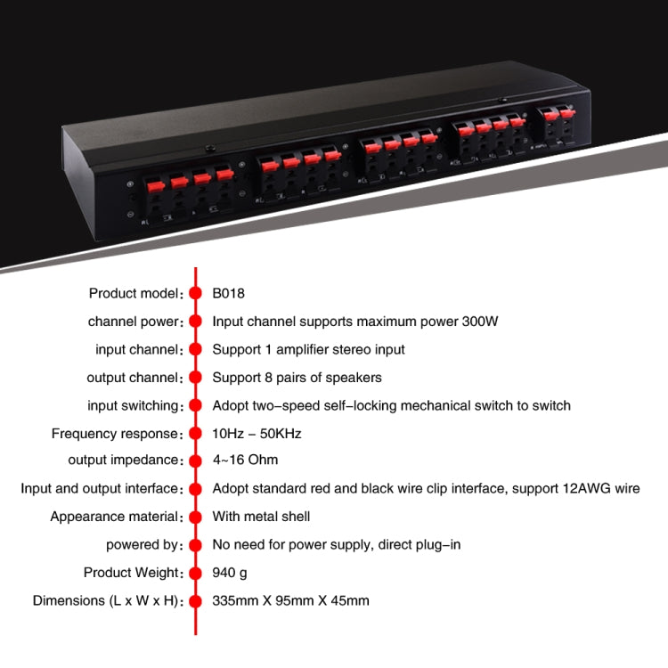 100W 1 In 8 Out Power Amplifier Box จำหน่ายสวิตช์ลำโพง