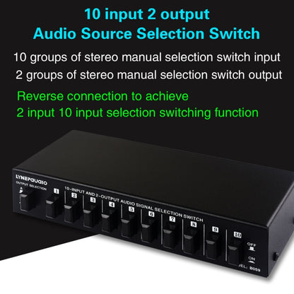 B059 10 In 2 Out / 2 In 10 Out 2-Way RCA สวิทช์ความถี่เสียงสัญญาณเลือก Shift อุปกรณ์กล่องลำโพง, B059