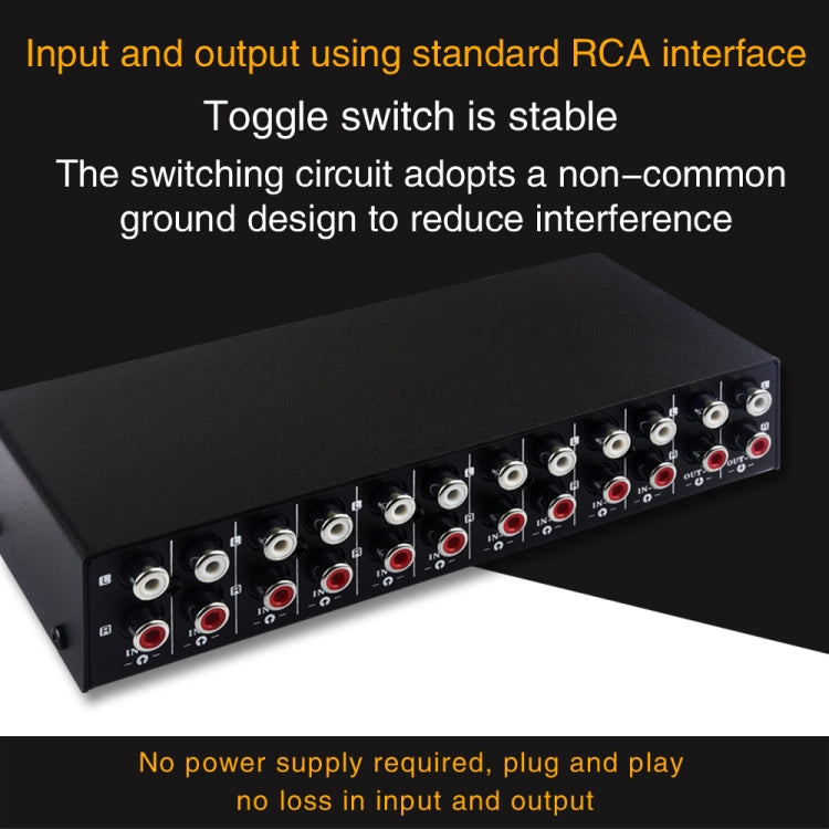 B059 10 In 2 Out / 2 In 10 Out 2-Way RCA สวิทช์ความถี่เสียงสัญญาณเลือก Shift อุปกรณ์กล่องลำโพง, B059