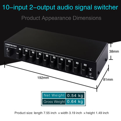 B059 10 In 2 Out / 2 In 10 Out 2-Way RCA สวิทช์ความถี่เสียงสัญญาณเลือก Shift อุปกรณ์กล่องลำโพง, B059