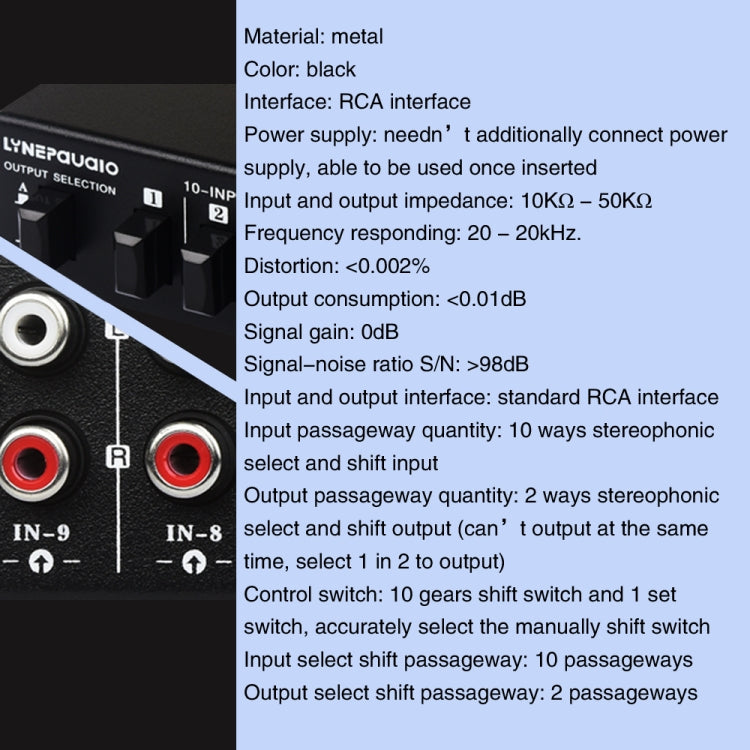 B059 10 In 2 Out / 2 In 10 Out 2-Way RCA สวิทช์ความถี่เสียงสัญญาณเลือก Shift อุปกรณ์กล่องลำโพง, B059