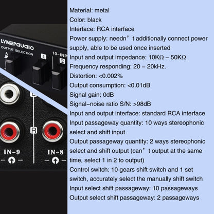 B059 10 In 2 Out / 2 In 10 Out 2-Way RCA สวิทช์ความถี่เสียงสัญญาณเลือก Shift อุปกรณ์กล่องลำโพง, B059
