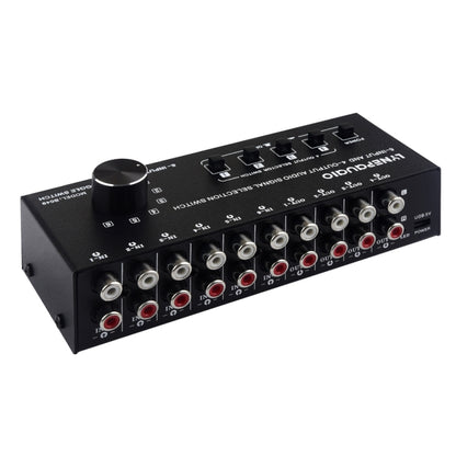 6 ใน 4 ออก RCA Audio Switcher สัญญาณตัวเลือกกระจายอุปกรณ์ควบคุมสวิทช์