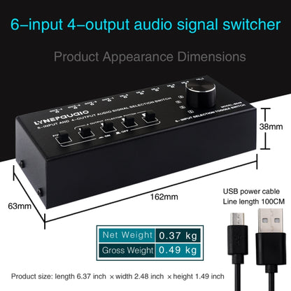 6 ใน 4 ออก RCA Audio Switcher สัญญาณตัวเลือกกระจายอุปกรณ์ควบคุมสวิทช์