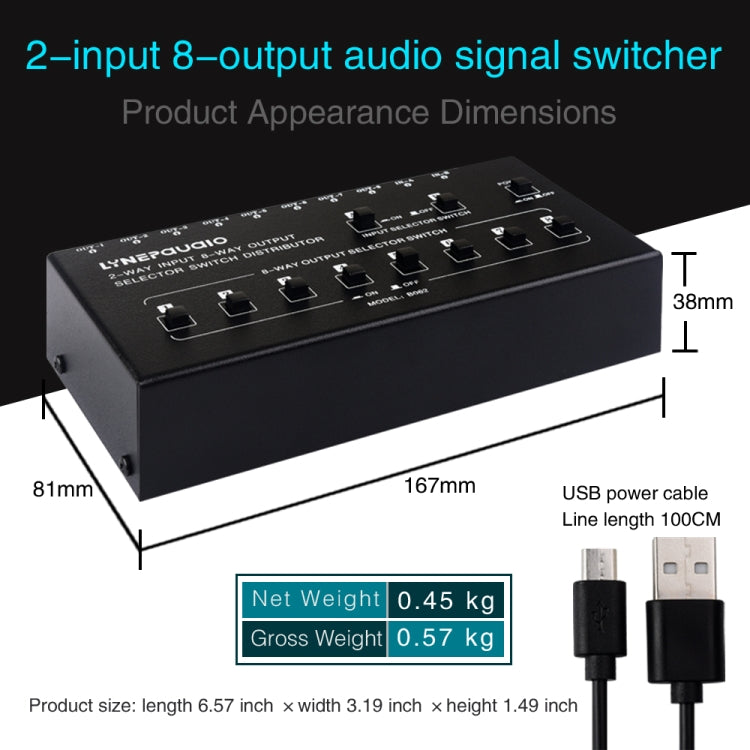 2 ใน 8 ออกสัญญาณความถี่เสียง RCA เลือกผู้จัดจำหน่ายสวิตช์, 2 In 8 Out