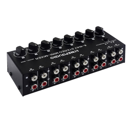 B066 มินิสเตอริโอ 8 ช่อง RCA Non Source Sound Passive Mixer, ไม่มีแหล่งจ่ายไฟ, 8 Channel RCA