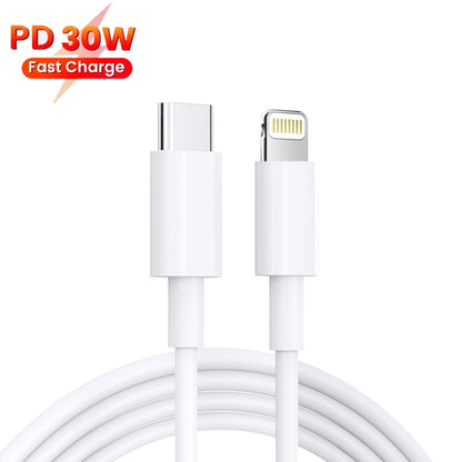 PD 35W เครื่องชาร์จพอร์ต USB-C / Type-C คู่พร้อมสายเคเบิลข้อมูล Type-C ถึง 8 พิน, ปลั๊ก EU, EU Plug + 1m 8 Pin Cable