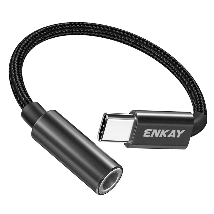 ENKAY USB-C / Type-C ถึง 3.5 มม. อะแดปเตอร์ Aux แบบถักไนลอนสายสัญญาณเสียงถอดรหัสดิจิตอล