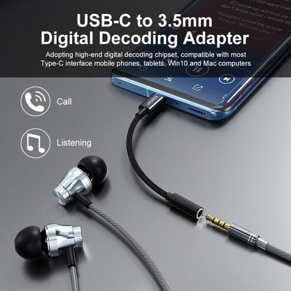 ENKAY USB-C / Type-C ถึง 3.5 มม. อะแดปเตอร์ Aux แบบถักไนลอนสายสัญญาณเสียงถอดรหัสดิจิตอล
