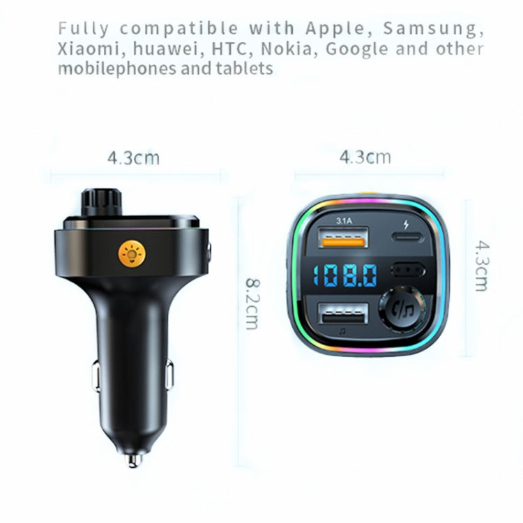 C26 รถเครื่องส่งสัญญาณบลูทูธแฮนด์ฟรีเครื่องเล่นเสียง Dual USB Car Charger, C26