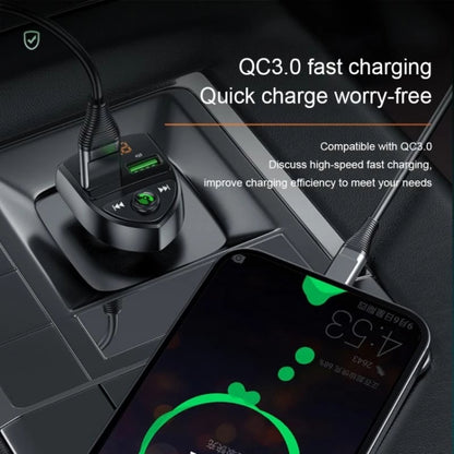 C8 รถ U ดิสก์เครื่องเล่นบลูทูธเครื่องส่งสัญญาณ Fm QC3.0 พอร์ต USB คู่ชาร์จเร็ว, C8 QC3.0