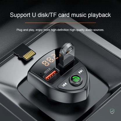 C8 รถ U ดิสก์เครื่องเล่นบลูทูธเครื่องส่งสัญญาณ Fm QC3.0 พอร์ต USB คู่ชาร์จเร็ว, C8 QC3.0