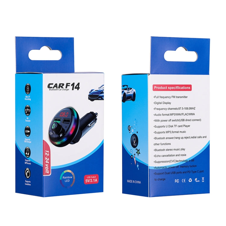 F14 ชาร์จเร็ว USB ที่ชาร์จแบตในรถสองพอร์ต USB 3.0 เครื่องชาร์จโทรศัพท์ขนาดเล็ก, F14