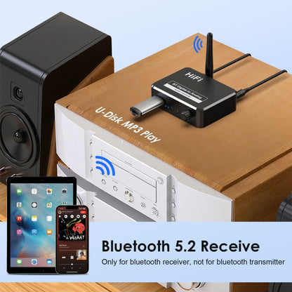 B35S Bluetooth 5.2 เครื่องรับเพลงตัวแปลงดิจิตอลเป็นอนาล็อกรองรับ U-disk Fiber Coaxial, B35S