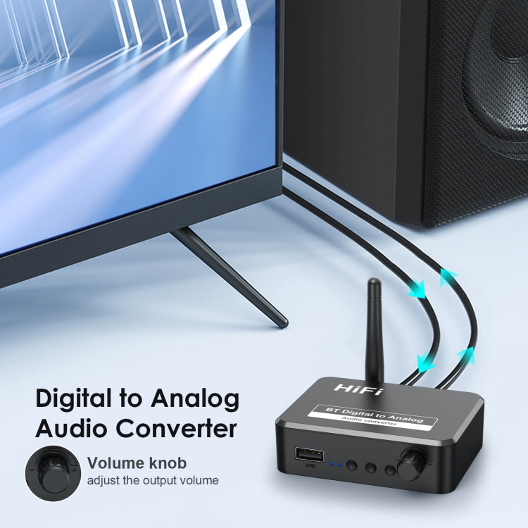 B35S Bluetooth 5.2 เครื่องรับเพลงตัวแปลงดิจิตอลเป็นอนาล็อกรองรับ U-disk Fiber Coaxial, B35S