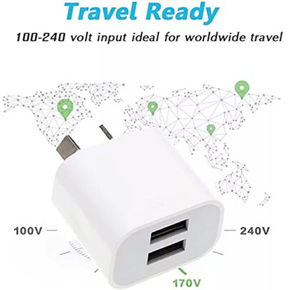 เครื่องชาร์จ USB สองพอร์ตขนาดเล็กพร้อมสายเคเบิลข้อมูล USB เป็น Micro USB, ปลั๊ก AU, AU Plug + Micro USB Cable