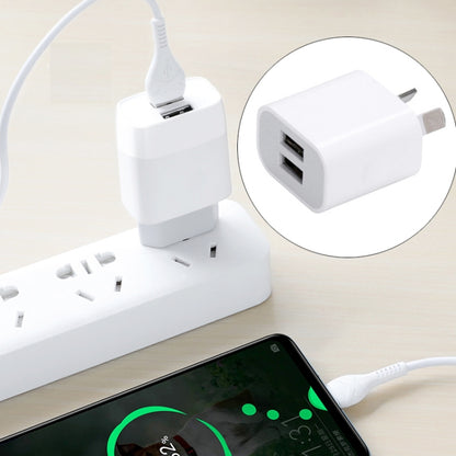 เครื่องชาร์จ USB สองพอร์ตขนาดเล็กพร้อมสายเคเบิลข้อมูล USB เป็น Micro USB, ปลั๊ก AU, AU Plug + Micro USB Cable