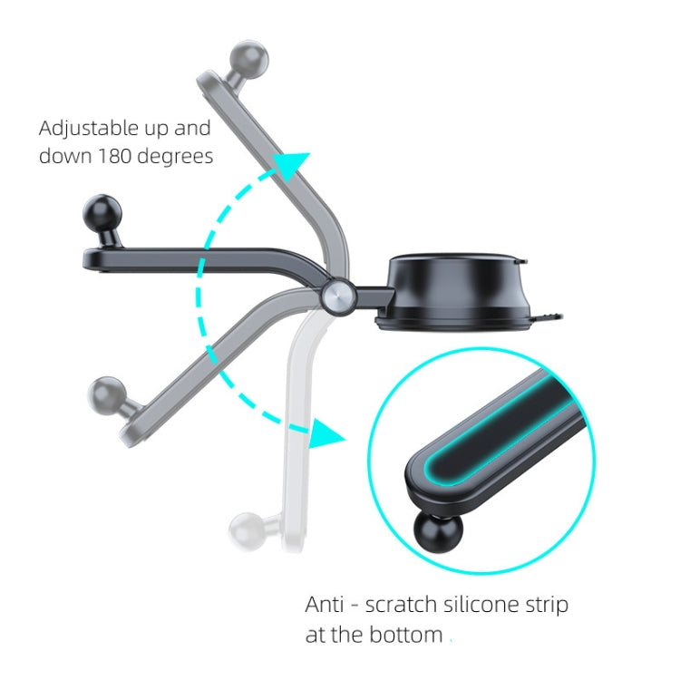 A190+X157 รถที่วางโทรศัพท์แดชบอร์ด Sucker Mount Stand Retractable CLAMP ARM, A190+X157
