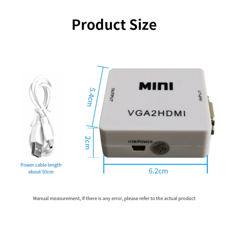JSM Mini ขนาด HD 1080P VGA to HDMI Scaler Box Audio Video อะแดปเตอร์แปลงดิจิตอล, VGA to HDMI