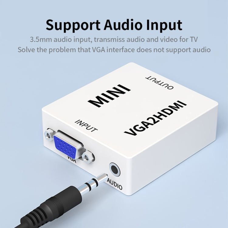 JSM Mini ขนาด HD 1080P VGA to HDMI Scaler Box Audio Video อะแดปเตอร์แปลงดิจิตอล, VGA to HDMI