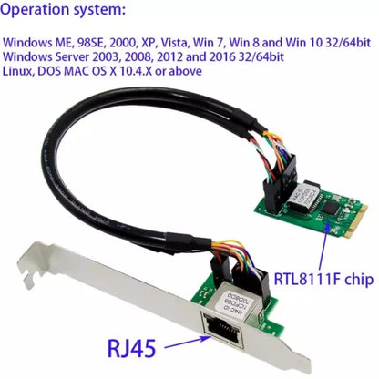 การ์ดเครือข่าย ST7245 M2 ถึง RJ45 สำหรับชิปเซ็ต RTL8111F, M2 to RJ45