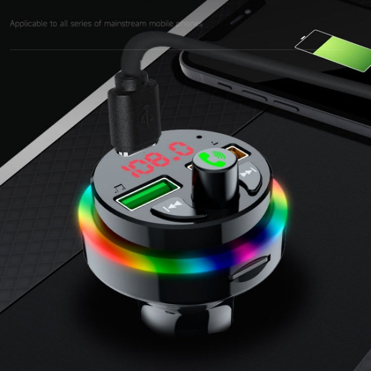 PDF17 รถบลูทูธ 5.0 เครื่องชาร์จเครื่องส่งสัญญาณ FM Type-C Dual USB MP3 เครื่องเล่นเพลง, PDF17
