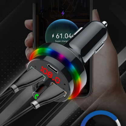 PDF17 รถบลูทูธ 5.0 เครื่องชาร์จเครื่องส่งสัญญาณ FM Type-C Dual USB MP3 เครื่องเล่นเพลง, PDF17