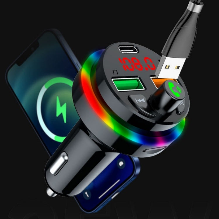 PDF17 รถบลูทูธ 5.0 เครื่องชาร์จเครื่องส่งสัญญาณ FM Type-C Dual USB MP3 เครื่องเล่นเพลง, PDF17