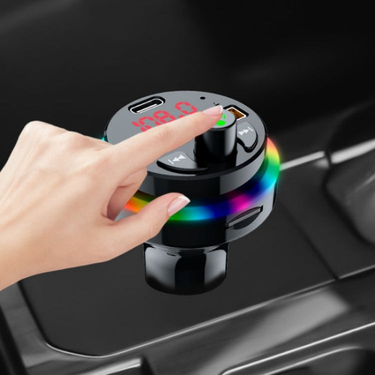 PDF17 รถบลูทูธ 5.0 เครื่องชาร์จเครื่องส่งสัญญาณ FM Type-C Dual USB MP3 เครื่องเล่นเพลง, PDF17