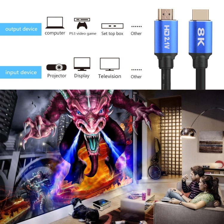 HD08 8K Ultra Clear HDMI 2.1 ทีวีคอมพิวเตอร์โปรเจคเตอร์กล่องรับสัญญาณสาย HDMI 5M